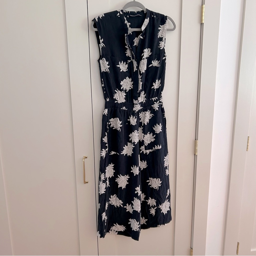 Vince Chrysanthemum Sleeveless Jumpsuit - Black Size XS
